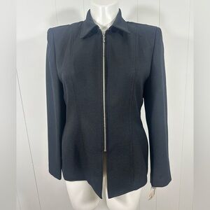 NWT Dressbarn Women’s Sz 16 Black Suit Separate Jacket Full Zip Collared
